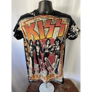KISS Band Tee Tokyo Japan 1978 Havok Liquid Blue S